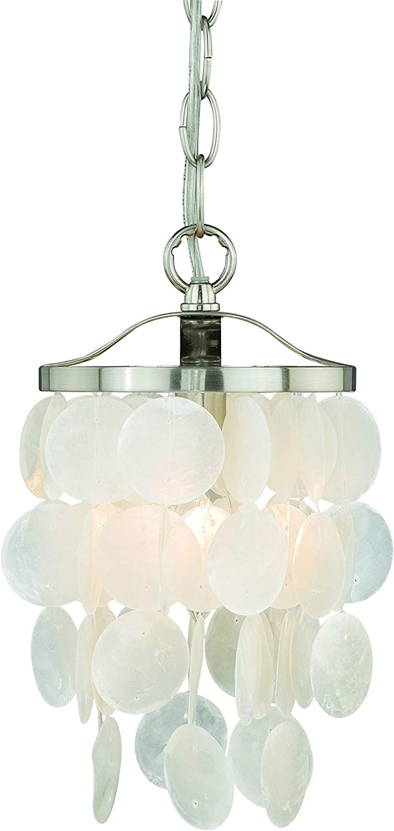 VAXCEL Elsa Satin Nickel Coastal Capiz Shell Mini Pendant Ceiling Light Home & Garden > Lighting > Lighting Fixtures VAXCEL 5 in  