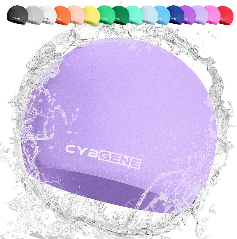 Cybgene Silicone Swim Cap, Unisex Swimming Cap for Women and Men, Comfortable Bathing Cap Ideal for Short Medium Long Hair Sporting Goods > Outdoor Recreation > Boating & Water Sports > Swimming > Swim Caps CybGene Light Pastel Purple Small (Suggest≤10 years) 