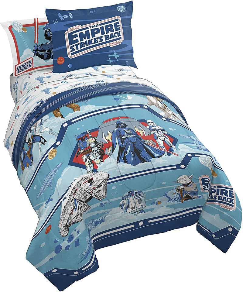 Jay Franco Star Wars Empire Strikes Back 40Th Anniversary 5 Piece Twin Bed Set - Includes Reversible Comforter & Sheet Set Bedding - Super Soft Fade Resistant Microfiber (Official Star Wars Product) Home & Garden > Linens & Bedding > Bedding Jay Franco Blue - Star Wars Full 
