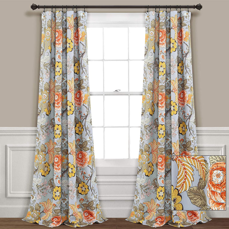 Lush Decor Sydney Curtains | Floral Garden Room Darkening Window Panel Set for Living, Dining, Bedroom (Pair), 84” X 52”, Blue and Yellow, L, Blue & Yellow Sporting Goods > Outdoor Recreation > Fishing > Fishing Rods Triangle Home Fashions Gray & Green 95"L Panel Pair 