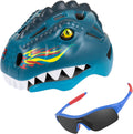 KINGBIKE Toddler Bike Helmet,Kids Helmet for Skateboard Cycling Skate Roller W/Colorfull Led Light Sporting Goods > Outdoor Recreation > Cycling > Cycling Apparel & Accessories > Bicycle Helmets KINGBIKE Flame Dragon-Blue+Sunglasses  