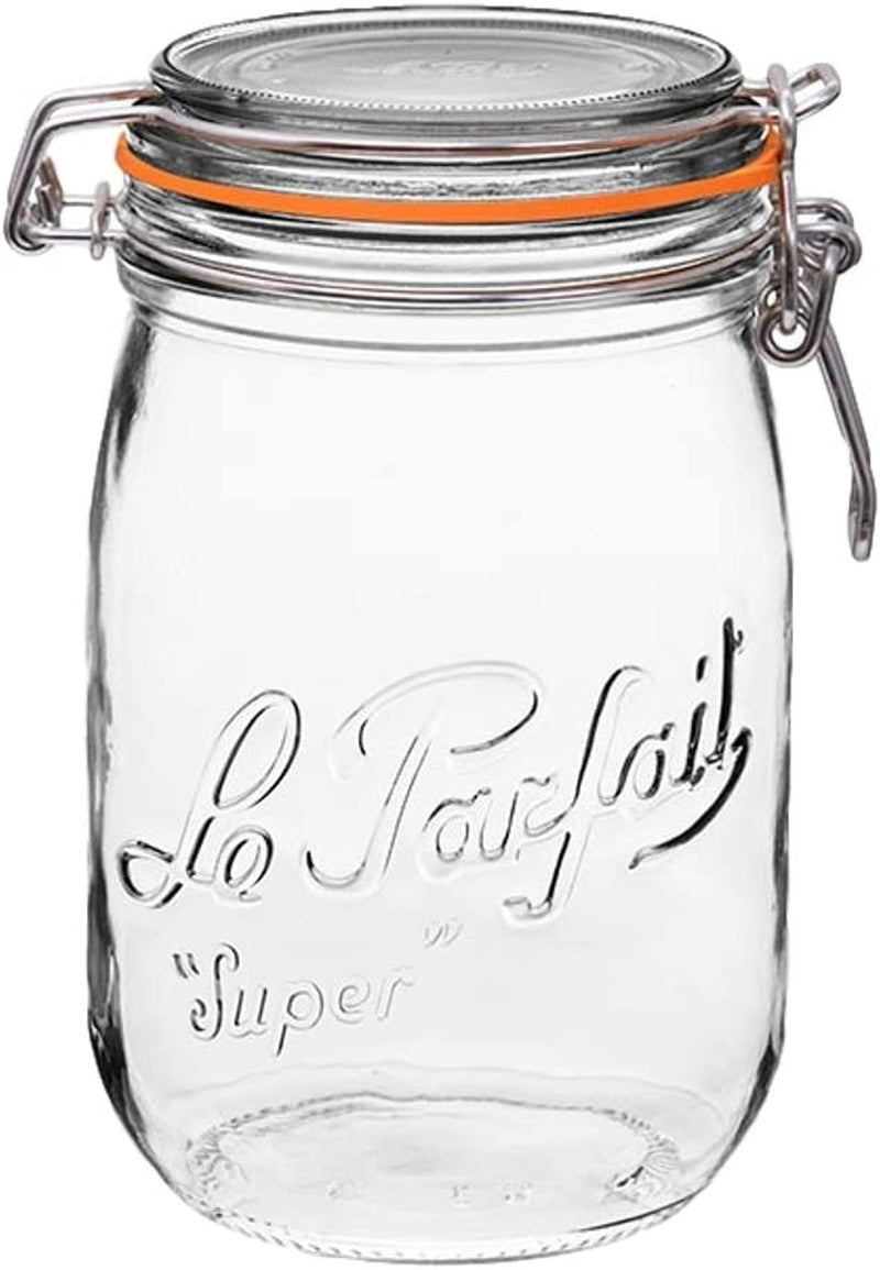 Le Parfait Super Jar - 1.5L French Glass Canning Jar W/Round Body, Airtight Rubber Seal & Glass Lid, 48Oz/Quart & Half (Single Jar) Stainless Wire Home & Garden > Decor > Decorative Jars Le Parfait 1 1000ml - 32oz - SS 