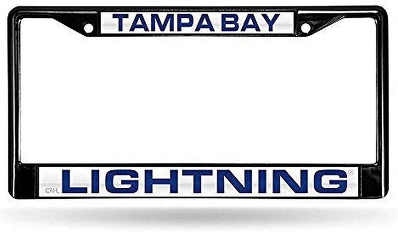 Rico Industries NHL Black Laser Cut Chrome Frame 12" X 6" Black Laser Cut Chrome Frame - Car/Truck/Suv Automobile Accessory Sporting Goods > Outdoor Recreation > Winter Sports & Activities Rico Industries Tampa Bay Lightning  
