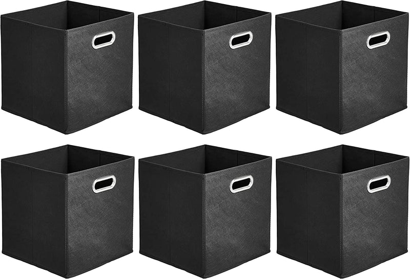 Collapsible Fabric Storage Cubes with Oval Grommets - 6-Pack, Light Grey Home & Garden > Household Supplies > Storage & Organization KOL DEALS Black 6-Pack 