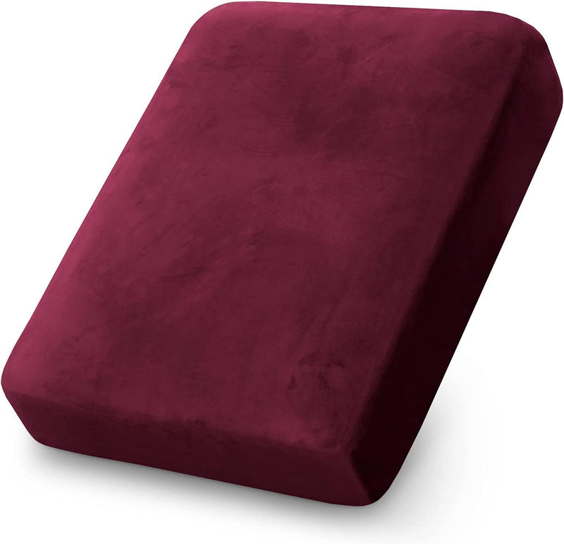 Stretch Velvet Couch Cushion Covers for Individual Cushions Sofa Cushion Covers Seat Cushion Covers, Thicker Bouncy with Elastic Edge Cover up to 10 Inch Thickness Cushions (1 Piece, Brown) Home & Garden > Decor > Chair & Sofa Cushions PrinceDeco Burgundy 1 