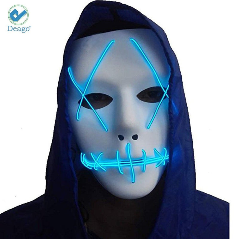 Deago 3 Modes Halloween Scary Mask Cosplay Wire Led Light up Costume Party Mask Purge Movie Apparel & Accessories > Costumes & Accessories > Masks Deago   