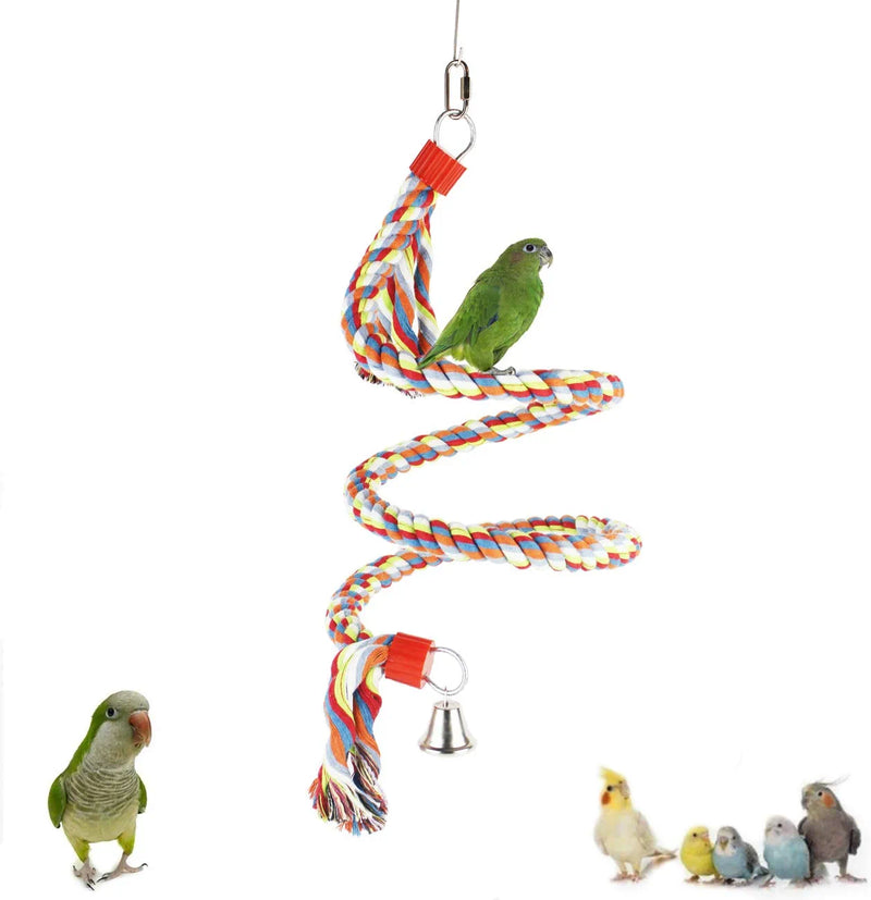 Leerking Bird Perches Parrot Cotton Rope Bungee Bird Toy, 39 Inches  LeerKing Thickened Rope-63"  