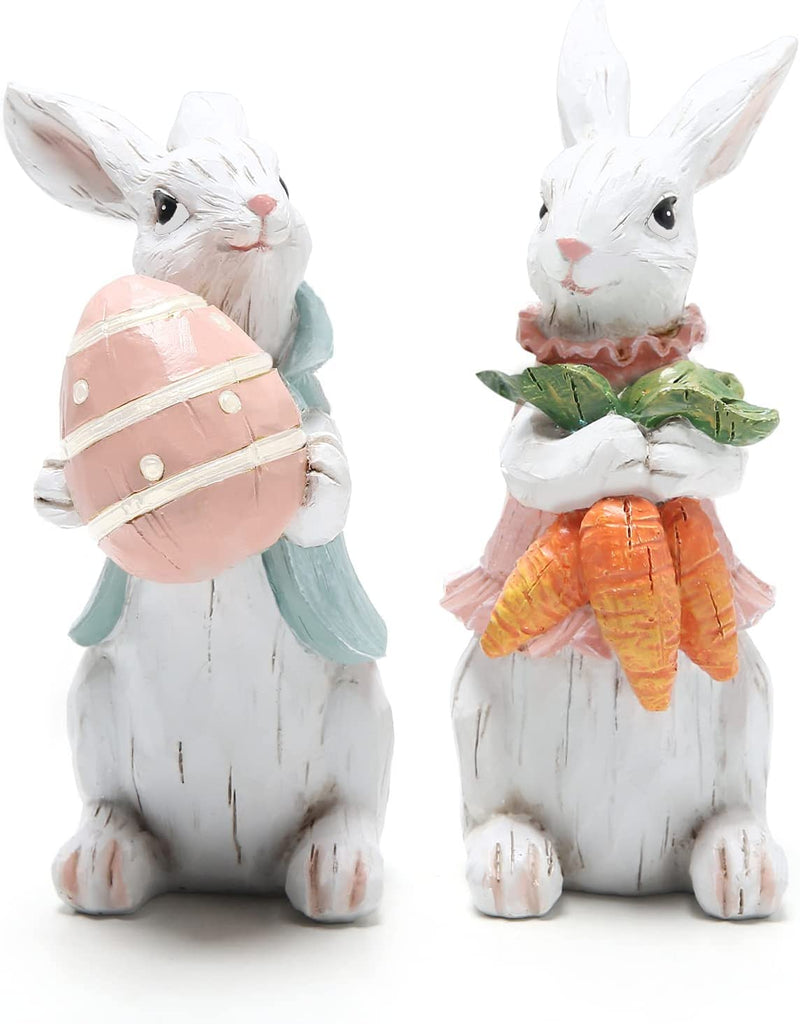 Hodao Easter Bunny Couple Decorations Spring Easter Rabbit Decors Figurines Tabletopper Decorations for Party Home Holiday Cute Rabbit Easter Day Couple Gifts Decorations Home & Garden > Decor > Seasonal & Holiday Decorations BOYON White Big Bunny  