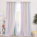 NICETOWN Nursery Curtains for Kids, Farmhouse Blackout Curtain Panels for Bedroom, Double Layer Star Hollow-Out Grommet Aesthetic Living Room Toddler Window Curtains, 2 Pcs, W52 X L84, Biscotti Beige Home & Garden > Decor > Window Treatments > Curtains & Drapes NICETOWN Rainbow-1 W52 x L95 