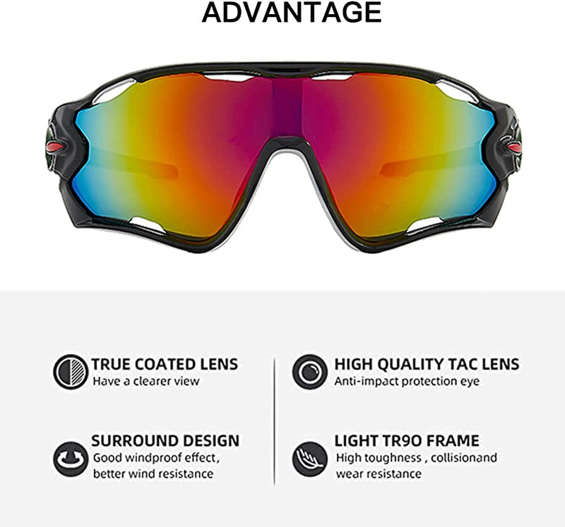 UV400 Polarized Sports Sunglasses 2021 for Men Women Running Riding Driving Fishing Goggles Male Bicycle Eyewear Cyclist Eyes Lenses (BLACK) Sporting Goods > Outdoor Recreation > Cycling > Cycling Apparel & Accessories Valaviber   