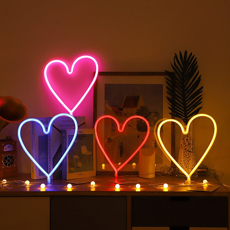 Porfeet LED Neon Light Decorative Rechargeable Romantic Confession Love Heart LED Modeling Neon Light for Valentine'S Day(Warm White) Home & Garden > Decor > Seasonal & Holiday Decorations Porfeet Blue  