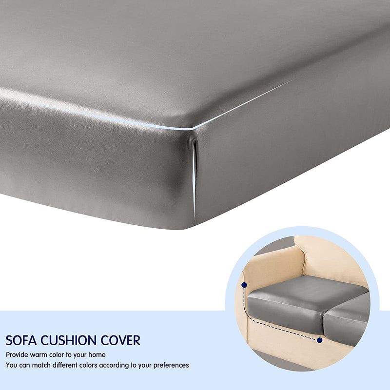 Subrtex Leather Waterproof Cushion Covers Breathable Sofa Seat Slipcpvers for 2-3-4 Seaters Stretch Replacement for Furniture Protector (2 Pack, Taupe) Home & Garden > Decor > Chair & Sofa Cushions SUBRTEX   