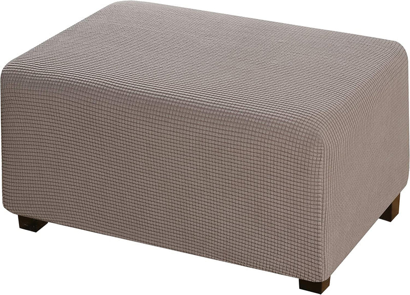 Ottoman Slipcovers Footrest Sofa Slipcovers Footstool Protector Covers High Spandex Lycra Slipcover Machine Washable Cover with Spandex Jacquard Checked Pattern，Standard Size, Charcoal Gray Home & Garden > Decor > Chair & Sofa Cushions PrimeBeau Taupe Oversized 