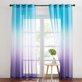 NICETOWN Colorful Curtains, Rainbow Ombre Sheer Curtains for Bedroom Girls Room Decor Ombre Pattern Window Short Sheer Curtains for Girly Nursery Kids Daughter Room (55 X 63 Inch Length, Set of 2) Home & Garden > Decor > Window Treatments > Curtains & Drapes NICETOWN Teal & Purple W55 x L84 