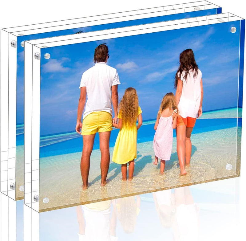 Meetu Acrylic Picture Frame 4X6,Clear Freestanding Double Sided 20Mm Thickness Frameless Magnetic Photo Frames Desktop Display with Gift Box Package(5 Pack) Home & Garden > Decor > Picture Frames Meetu 8x10“(2 Pack)  