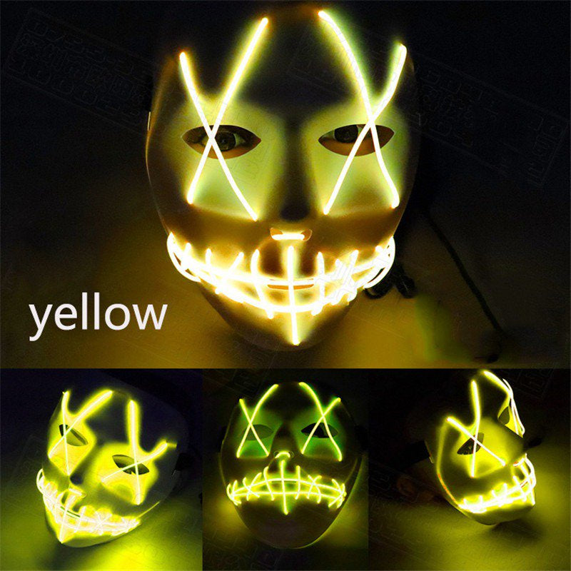 Scary Mask Halloween Cosplay Led Costume Mask El Wire Light up Mask for Festival Parties Blue Apparel & Accessories > Costumes & Accessories > Masks Kuteck Yellow  