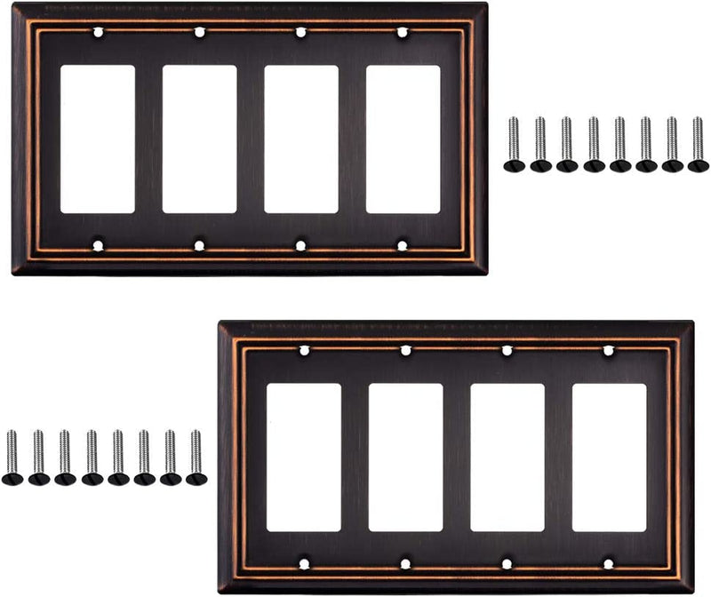 Pack of 4 Wall Plate Outlet Switch Covers by SLEEKLIGHTING | Decorative Oil Rubbed Bronze | Variety of Styles: Decorator/Duplex/Toggle / & Combo | Size: 1 Gang Decorator Sporting Goods > Outdoor Recreation > Fishing > Fishing Rods SLEEKLIGHTING 4 Decorator  