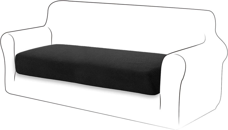 TIANSHU High Stretch Loveseat Cushion Cover, 1-Piece Jacquard Sofa Cushion Slipcover for Loveseat, Durable Cushion Protector Furniture Cover Couch Seat Cover for 2 Cushion Couch(Medium, Black) Home & Garden > Decor > Chair & Sofa Cushions TIANSHU Black Loveseat 