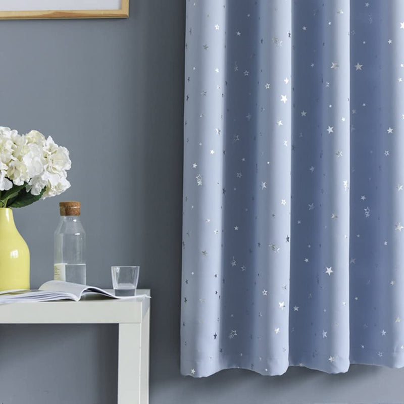 MANGATA CASA Star Blackout Curtains for Bedroom- Cute Window Curtain Panels with Grommet for Kids Room-Drapes for Nursey Living Room 84 Inch Length 2 Panels(Light Blue,52X84In) Home & Garden > Decor > Window Treatments > Curtains & Drapes MANGATA CASA   