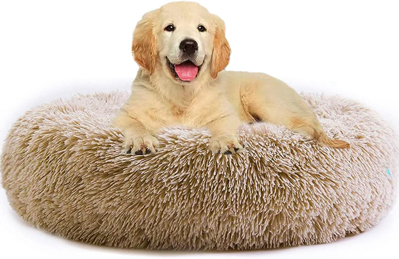 Napojoy Cat/Dog Beds for Small Medium Dogs , Calming Cushion round Donut Dog Bed, Anti-Slip Faux Fur Fluffy Cuddler Anxiety Cat Bed Animals & Pet Supplies > Pet Supplies > Bird Supplies > Bird Cage Accessories > Bird Cage Food & Water Dishes napojoy 24''*24''  