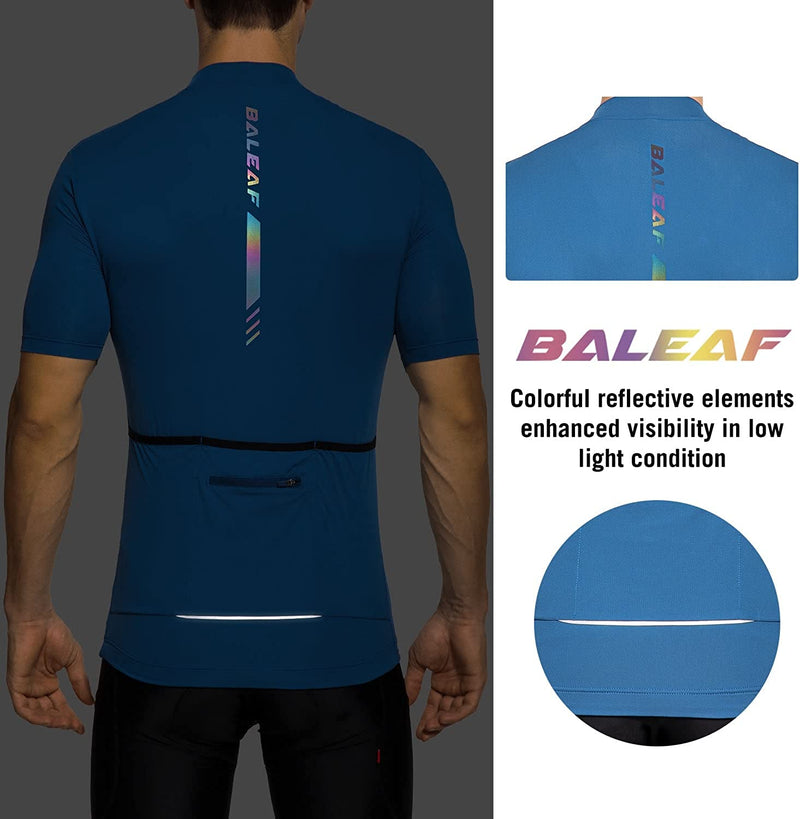 BALEAF Men'S Cycling Jersey Bike Shirts Short Sleeve Half Zip Mountain Biking Tops 4 Rear Pockets UPF Sporting Goods > Outdoor Recreation > Cycling > Cycling Apparel & Accessories BALEAF   