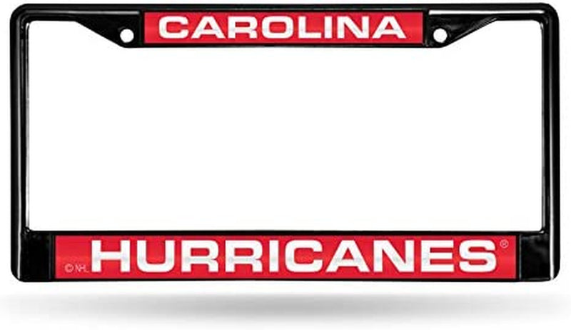 Rico Industries NHL Black Laser Cut Chrome Frame 12" X 6" Black Laser Cut Chrome Frame - Car/Truck/Suv Automobile Accessory Sporting Goods > Outdoor Recreation > Winter Sports & Activities Rico Industries Carolina Hurricanes  