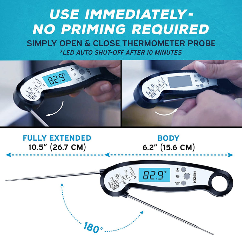 Kizen Meat Instant Read Thermometer - Best Waterproof Alarm Thermometer with Backlight & Calibration. Kizen Digital Food Thermometer for Kitchen, Outdoor Cooking, BBQ, and Grill Home & Garden > Kitchen & Dining > Kitchen Tools & Utensils KIZEN   