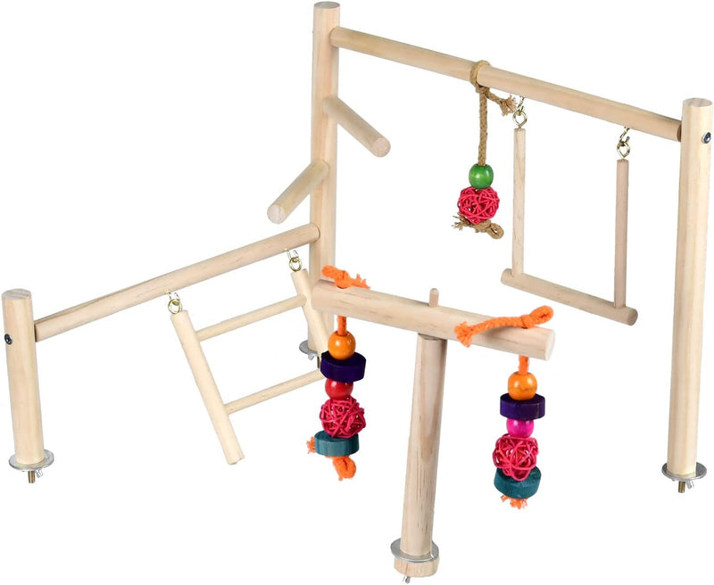 Mrli Pet Play Stand for Birds, Parrot Playstand, Bird Play Stand Cockatiel Playground Wood Perch Gym Playpen Ladder with Chew Toys (Bird Cage Playground) Animals & Pet Supplies > Pet Supplies > Bird Supplies > Bird Toys Mrli Pet   