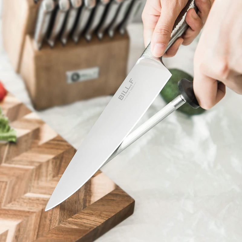Kitchen Knife Set,14 Pieces Knife Block Sets with Sharpener, Stainless Steel Chef Knife Set with Wooden Block,Ultra Sharp Cutlery Knife with Steak Knives & Kitchen Shears Home & Garden > Kitchen & Dining > Kitchen Tools & Utensils > Kitchen Knives BF BILL.F SINCE 1983   