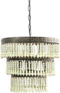 Creative Co-Op Metal & Wood Beaded Chandelier, 20.5" round by 20" Height, Off- White Home & Garden > Lighting > Lighting Fixtures > Chandeliers Creative Co-op Lime Green  