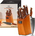 NANFANG BROTHERS Knife Set, 9-Piece Damascus Kitchen Knife Set with Block, ABS Ergonomic Handle for Chef Knife Set, Knife Sharpener and Kitchen Shears, Knife Block Set Home & Garden > Kitchen & Dining > Kitchen Tools & Utensils > Kitchen Knives NANFANG BROTHERS Red/Red 9 Pieces 