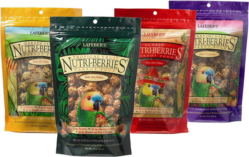 LAFEBER'S Gourmet Nutri-Berries Pet Bird Food Variety Sampler Bundles, Made with Non-Gmo and Human-Grade Ingredients, for Parrots, 10 Oz. Each (4 Pk Bundle) Animals & Pet Supplies > Pet Supplies > Bird Supplies > Bird Food LAFEBER'S   