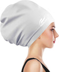 Extra Large Swimming Cap for Long Hair by Koolsoly,Large Silicone Swim Cap for Women Girls Men and Adult Special Design for Very Long Thick Curly Hair&Dreadlocks Weaves Braids Afros Sporting Goods > Outdoor Recreation > Boating & Water Sports > Swimming > Swim Caps KOOLSOLY white  