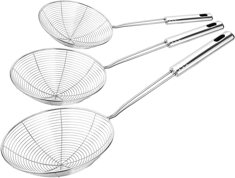 Hiware Extra Large Spider Strainer Skimmer Spoon for Frying and Cooking - Set of 3 Stainless Steel Wire Pasta Strainer with Long Handle, Professional Kitchen Skimmer Ladle - 13.8", 15" & 16.4" Home & Garden > Kitchen & Dining > Kitchen Tools & Utensils Hiware   