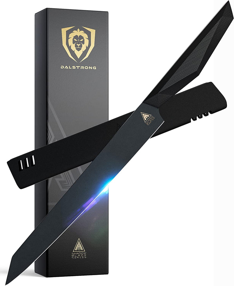 DALSTRONG Santoku Knife - 7 Inch - Shadow Black Series - Razor Sharp - Black Titanium Nitride Coated - High Carbon - 7CR17MOV-X Vacuum Treated Steel Kitchen Knife - Sheath - NSF Certified