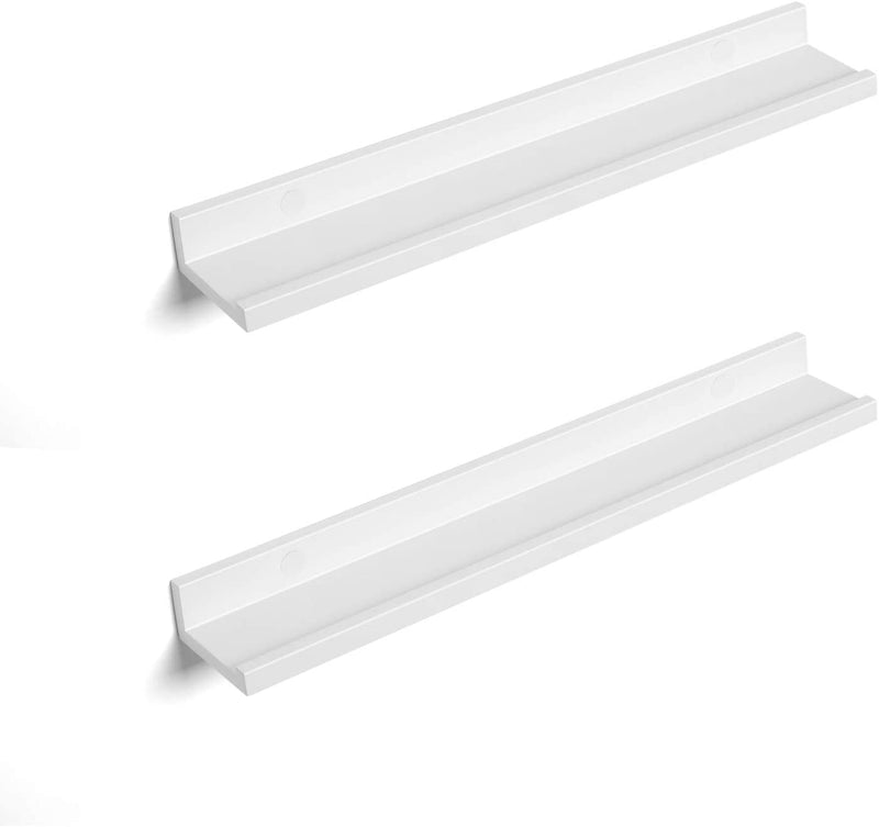 SONGMICS Floating Shelves Set of 2, Wall Shelves Ledge 31.5 X 3.9 Inches with Front Edge, for Picture Frames, Books, Spice Jars, Living Room, Bathroom, Kitchen, Easy Assembly, White ULWS080W01 Furniture > Shelving > Wall Shelves & Ledges SONGMICS 23.6 x 3.9 x 2 inches  