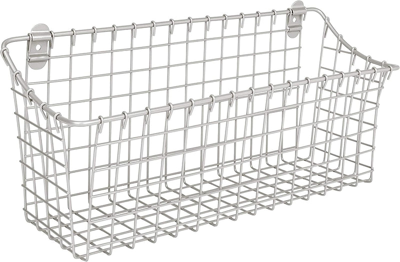 Spectrum Diversified Vintage Large Cabinet & Wall-Mounted Basket for Storage & Organization Rustic Farmhouse Decor, Sturdy Steel Wire Storage Bin, Industrial Gray Sporting Goods > Outdoor Recreation > Fishing > Fishing Rods Firemall LLC Silver Pack of 1 Extra Large
