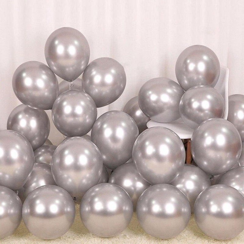 Promotion Clearance Hot Thicken Durable Balloon Party Supplies Wedding Birthday Metallic Face Latex Balloons for Holiday Events Party Decoration Arts & Entertainment > Party & Celebration > Party Supplies EleaEleanor Diameter:12 inch Silver 