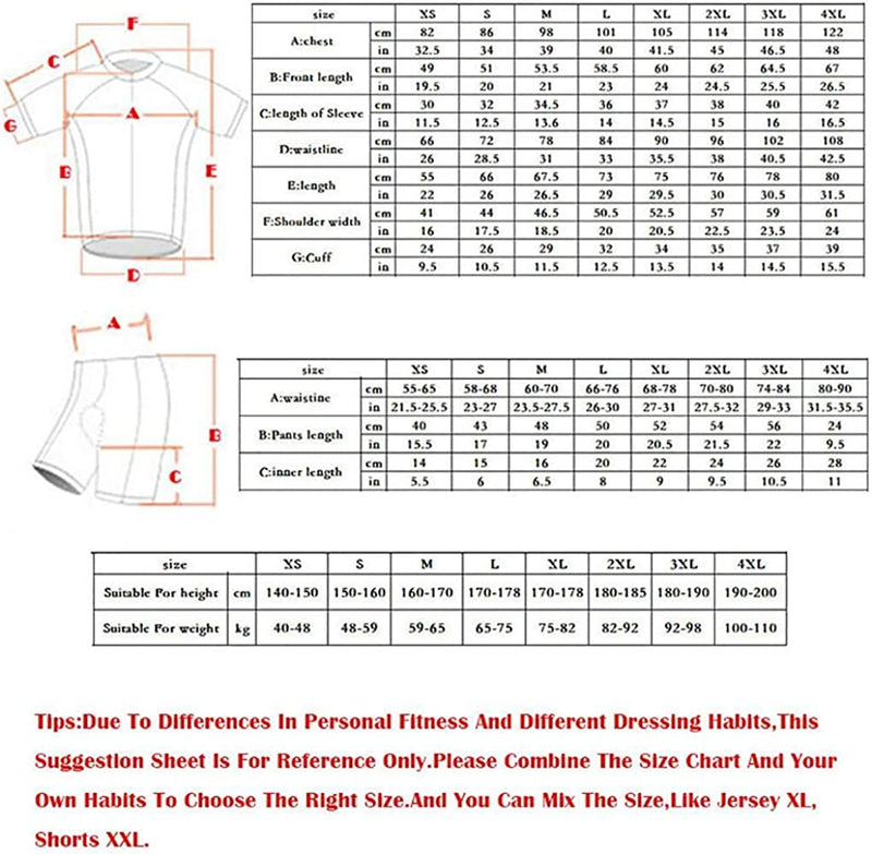 MOXILYN Mens Cycling Jersey MTB Clothes Cycling Kit Bike Shirts and Cycling Bibs Short with 20D Gel Pad Biking Clothing Set Sporting Goods > Outdoor Recreation > Cycling > Cycling Apparel & Accessories MOXILYN   
