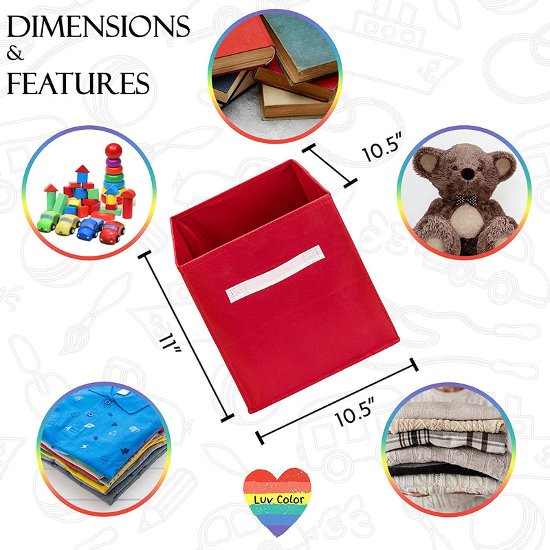 Luv Color Rainbow Bins for Organization Set of Six Cube Storage Bins 10.5 X 10.5 Storage Bins for Bedroom Organization Cubby Storage Bins or Rainbow Decor for Classroom Playroom or Cube Organizer Home & Garden > Household Supplies > Storage & Organization Luv Color   