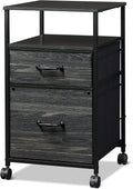 DEVAISE 2 Drawer Mobile File Cabinet, Rolling Printer Stand with Open Storage Shelf, Fabric Vertical Filing Cabinet Fits A4 or Letter Size for Home Office, Dark Grey Home & Garden > Household Supplies > Storage & Organization DEVAISE Charcoal black wood grain print  