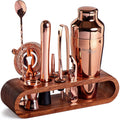 Mixology Bartender Kit: 10-Piece Bar Tool Set with Stylish Bamboo Stand | Perfect Home Bartending Kit and Martini Cocktail Shaker Set for an Awesome Drink Mixing Experience | Cool Gifts (Silver) Home & Garden > Kitchen & Dining > Barware Mixology & Craft Copper Mahogany Stand 