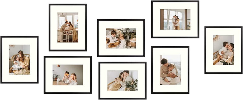 Golden State Art, 8X10 Aluminum Photo Frame for 5X7 Pictures with Ivory Mat Easel Stand for Tabletop Display - Wall Display - Great for Weddings, Graduations, Events, Portraits (Gold, 1-Pack) Home & Garden > Decor > Picture Frames Golden State Art Black 8x10(Set of 8) 
