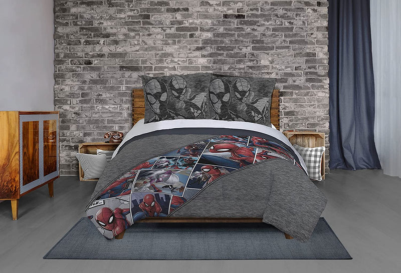 Jay Franco Marvel Spiderman Grunge Twin Comforter & Sham Set - Super Soft Kids Bedding - Fade Resistant Microfiber (Official Marvel Product)