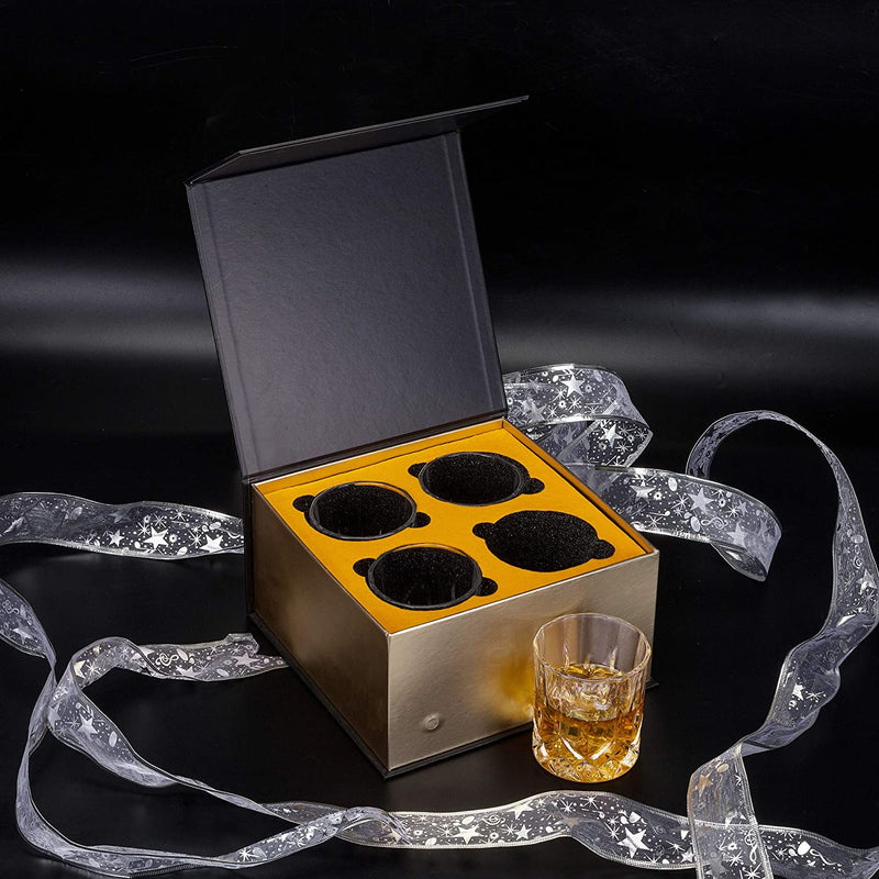 KANARS Old Fashioned Whiskey Glasses with Luxury Box - 10 Oz Rocks Barware for Scotch, Bourbon, Liquor and Cocktail Drinks - Set of 4