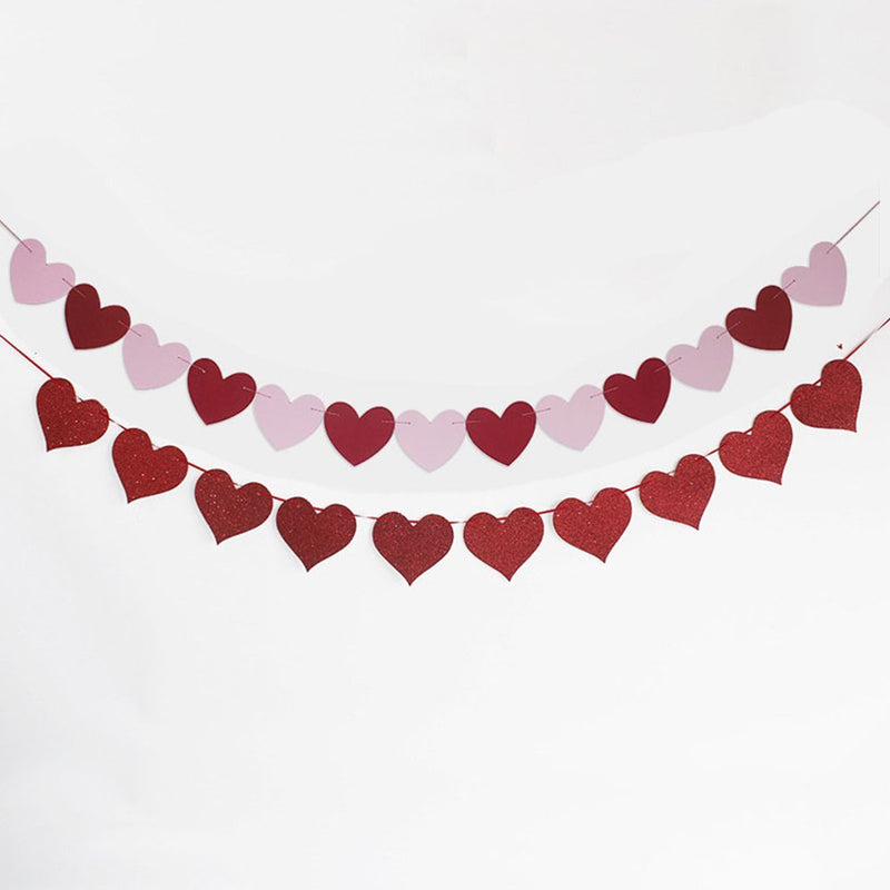 FRCOLOR 2Pcs Romantic Heart-Shaped Hanging Banners Valentine Day Decorative Banners Show Love Props Stage Decorated Pull Flags Valentine Day Theme Decoration for Proposal Wedding Scene Decors Home & Garden > Decor > Seasonal & Holiday Decorations FRCOLOR   