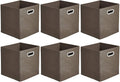 Collapsible Fabric Storage Cubes with Oval Grommets - 6-Pack, Light Grey Home & Garden > Household Supplies > Storage & Organization KOL DEALS Taupe 6-Pack 