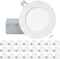 QPLUS 4Inch Dimmable LED Recessed Light, Ultra Thin Ceiling Lights with Junction Box, Canless Downlight, 10W=75W, 750LM, IC Rated, ETL, Energy Star, CSA Approved, Airtight, 4000K Bright White – 4PK Home & Garden > Lighting > Flood & Spot Lights QPLUS 3000K 24 Pack 