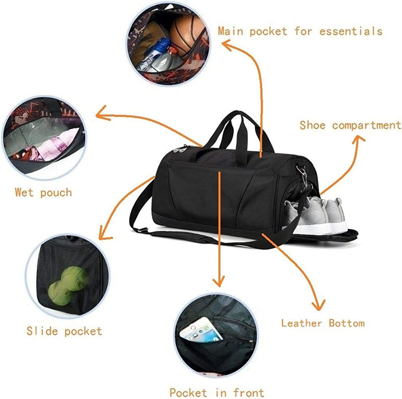 Sports Gym Bag with Wet Pocket & Shoes Compartment for Women & Men Sporting Goods > Outdoor Recreation > Winter Sports & Activities Leolake   