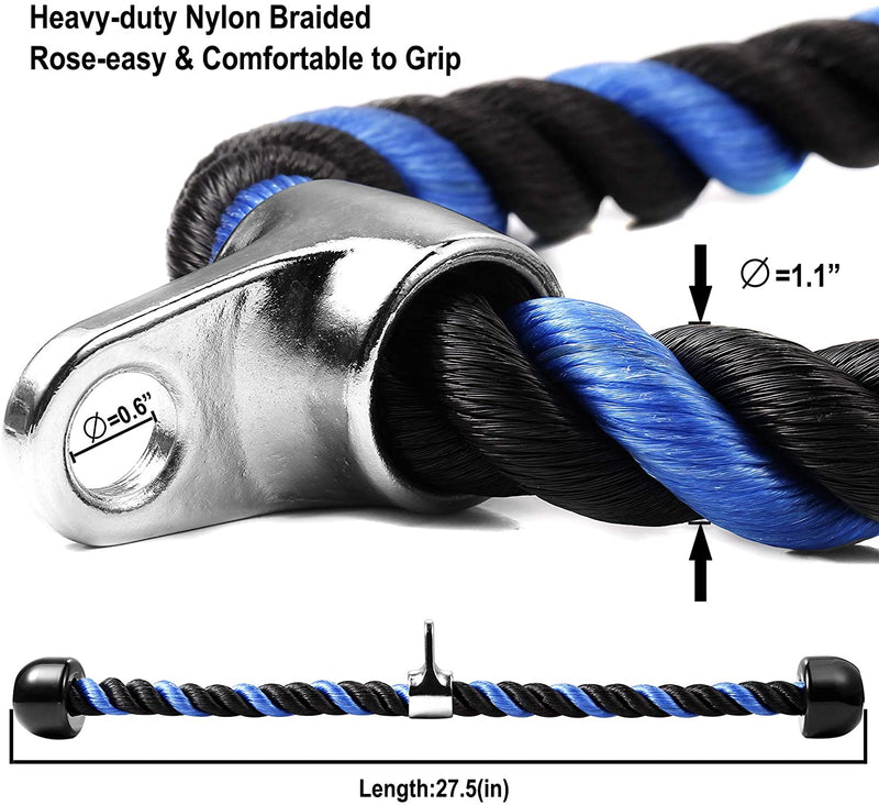 AWEFRANK Deluxe Tricep Rope Pull down Cable, 27 & 36 Inch Rope Length, Easy to Grip & Non-Slip Cable Attachment for Gym Workout Exercise Sporting Goods > Outdoor Recreation > Fishing > Fishing Rods AWEFRANK   